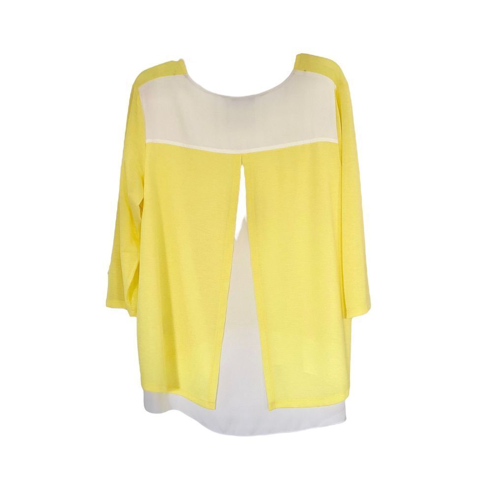 Peter Nygard Yellow/White 3/4 Sleeves Top
